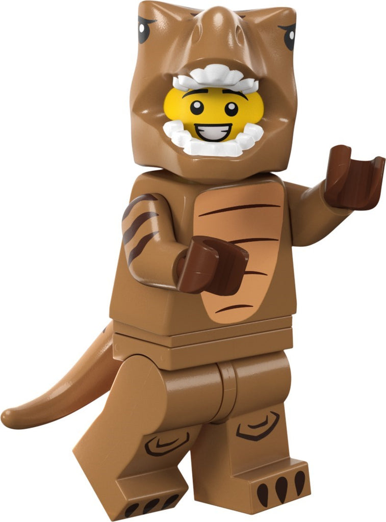LEGO T-Rex Costume Fan is a Series 24 minifigure that contains 6 pieces and was released as part of the collectable series in 2023