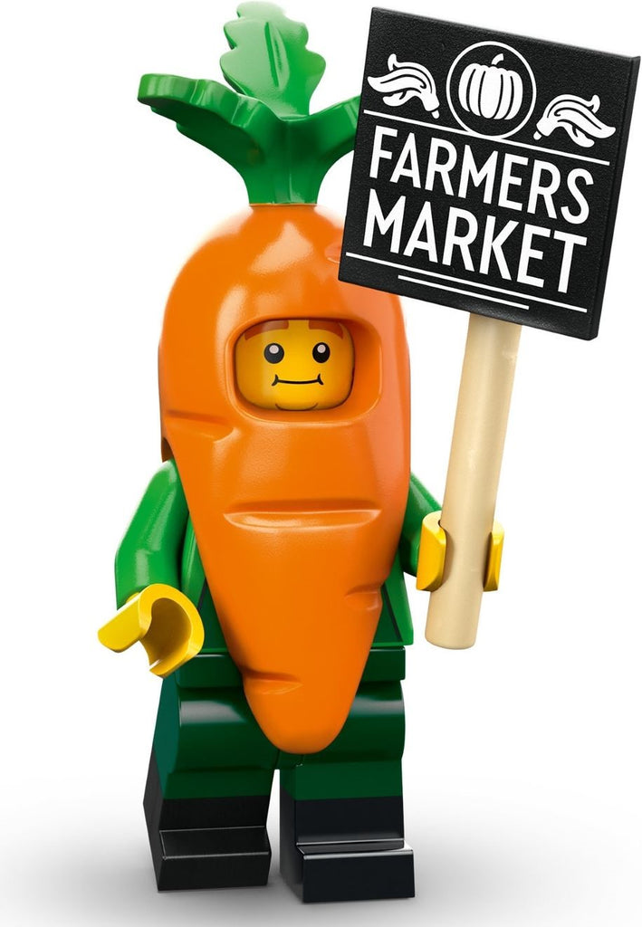 LEGO Carrot Mascot is a Series 24 minifigure that contains 7 pieces and was released as part of the collectable series in 2023. The LEGO set number for Carrot Mascot is 71037-4.