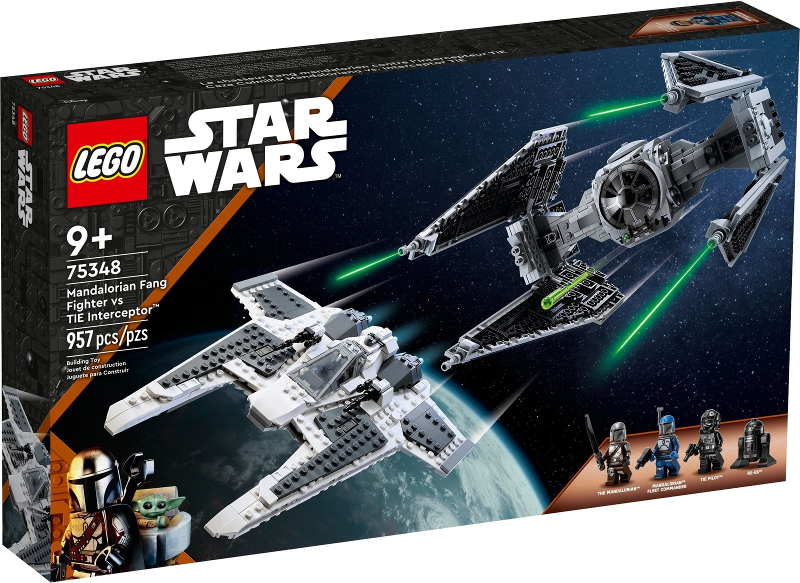 Box art for LEGO Star Wars Mandalorian Fang Fighter vs TIE Interceptor 75348