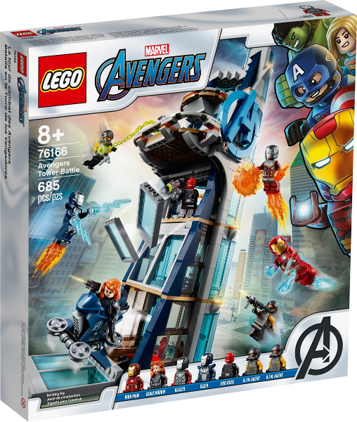 Box art for LEGO Super Heroes Avengers Tower Battle 76166