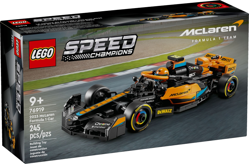 Box art for LEGO SPEED CHAMPIONS 2023 McLaren Formula 1 Car 76919