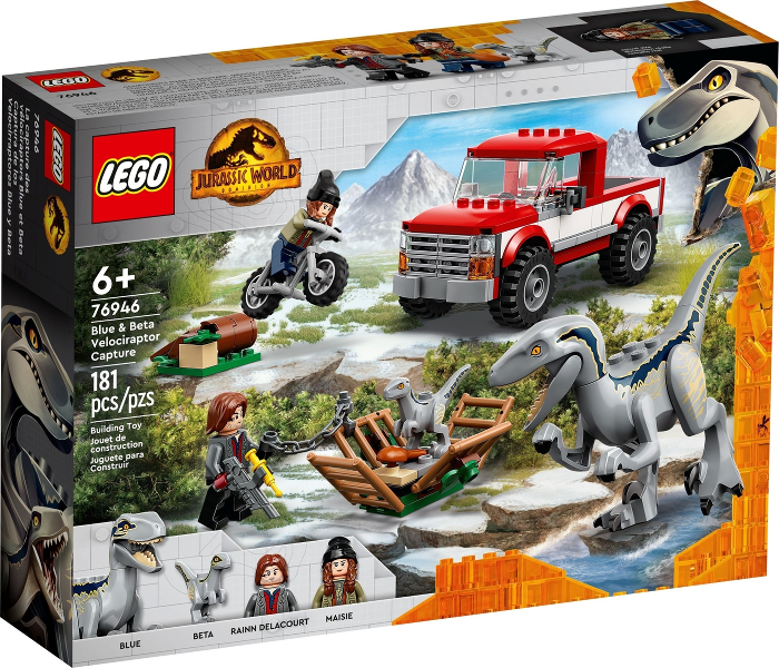 Box art for LEGO Jurassic World Blue & Beta Velociraptor Capture 76946