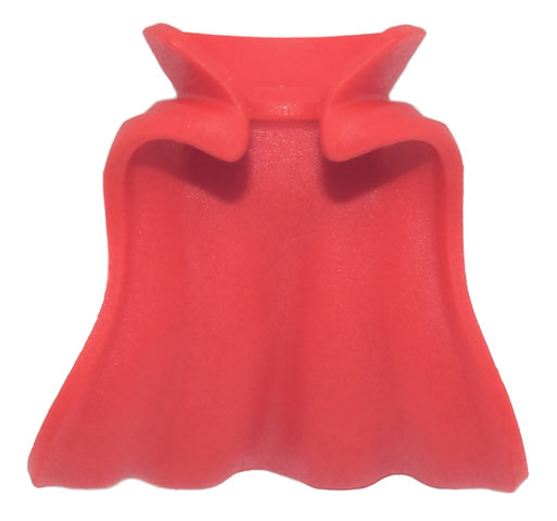 Display of LEGO part no. 79786 Minifigure Cape Plastic, Billowing with High Rounded Collar (Cloak of Levitation)  which is a Red Minifigure Cape Plastic, Billowing with High Rounded Collar (Cloak of Levitation) 