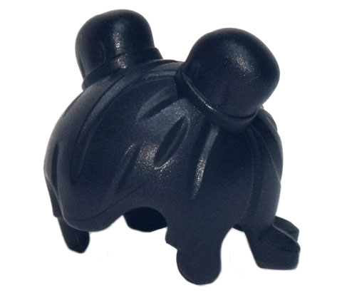 Display of LEGO part no. 80792 Minifigure, Hair Swept Back with Widow's Peak, Space Buns, Fringe in Back  which is a Black Minifigure, Hair Swept Back with Widow's Peak, Space Buns, Fringe in Back 