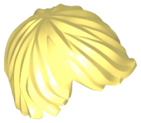 Display of LEGO part no. 87991 Minifigure, Hair Tousled with Side Part  which is a Bright Light Yellow Minifigure, Hair Tousled with Side Part 