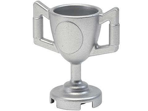 Display of LEGO part no. 89801 Minifigure, Utensil Trophy Cup  which is a Metallic Silver Minifigure, Utensil Trophy Cup 