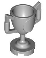 Display of LEGO part no. 89801 Minifigure, Utensil Trophy Cup  which is a Light Bluish Gray Minifigure, Utensil Trophy Cup 