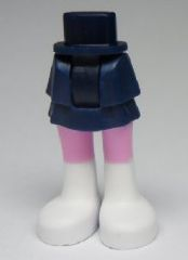 Display of LEGO part no. 92250c00pb03 Mini Doll Hips and Skirt Layered, Bright Pink Legs and White Boots Pattern, Thick Hinge  which is a Dark Blue Mini Doll Hips and Skirt Layered, Bright Pink Legs and White Boots Pattern, Thick Hinge 