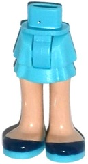 Display of LEGO part no. 92250c00pb12 Mini Doll Hips and Skirt Layered, Light Nougat Legs and Dark Blue Shoes Pattern, Thick Hinge  which is a Medium Azure Mini Doll Hips and Skirt Layered, Light Nougat Legs and Dark Blue Shoes Pattern, Thick Hinge 
