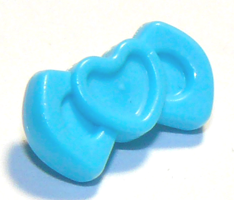 Display of LEGO part no. 92355c Friends Accessories Bow with Heart  which is a Medium Azure Friends Accessories Bow with Heart 