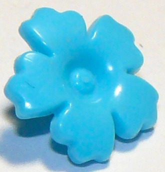 Display of LEGO part no. 93080h Friends Accessories Hair Decoration, Flower with Serrated Petals and Pin  which is a Medium Azure Friends Accessories Hair Decoration, Flower with Serrated Petals and Pin 