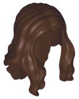 Display of LEGO part no. 95225 Minifigure, Hair Long Wavy with Center Part  which is a Dark Brown Minifigure, Hair Long Wavy with Center Part 