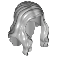 Display of LEGO part no. 95225 Minifigure, Hair Long Wavy with Center Part  which is a Light Bluish Gray Minifigure, Hair Long Wavy with Center Part 