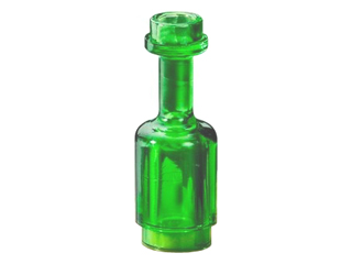Display of LEGO part no. 95228 Minifigure, Utensil Bottle  which is a Trans-Green Minifigure, Utensil Bottle 