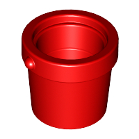 Display of LEGO part no. 95343 Minifigure, Utensil Bucket 1 x 1 x 1 Tapered with Handle Holders  which is a Red Minifigure, Utensil Bucket 1 x 1 x 1 Tapered with Handle Holders 