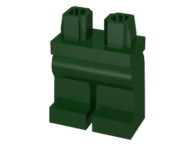 Display of LEGO part no. 970c00 Hips  and Legs Plain  which is a Dark Green Hips  and Legs Plain 