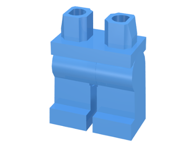 Display of LEGO part no. 970c00 Hips  and Legs Plain  which is a Medium Blue Hips  and Legs Plain 