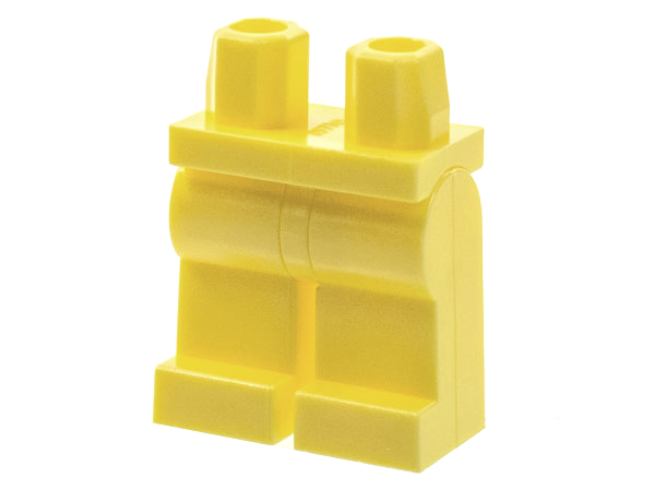 Display of LEGO part no. 970c00 Hips  and Legs Plain  which is a Bright Light Yellow Hips  and Legs Plain 