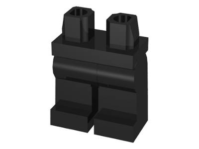 Display of LEGO part no. 970c00 Hips  and Legs Plain  which is a Black Hips  and Legs Plain 
