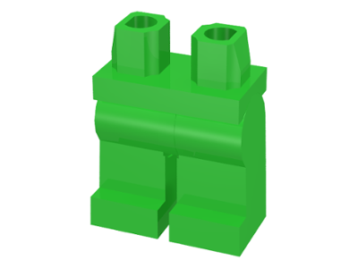 Display of LEGO part no. 970c00 Hips  and Legs Plain  which is a Bright Green Hips  and Legs Plain 
