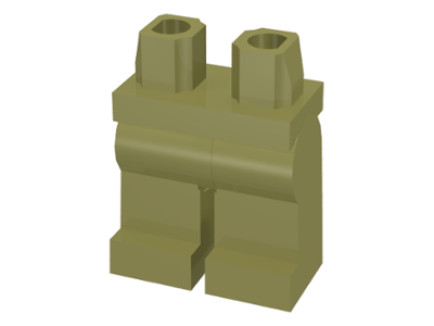 Display of LEGO part no. 970c00 Hips  and Legs Plain  which is a Olive Green Hips  and Legs Plain 
