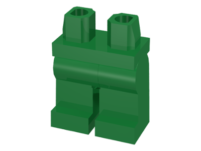 Display of LEGO part no. 970c00 Hips  and Legs Plain  which is a Green Hips  and Legs Plain 