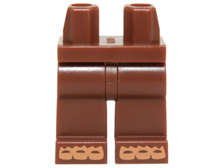 Display of LEGO part no. 970c00pb0434 Hips and Legs with Nougat Toes with Claws Pattern  which is a Reddish Brown Hips and Legs with Nougat Toes with Claws Pattern 