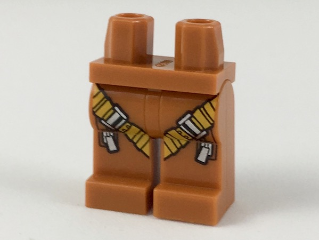 Display of LEGO part no. 970c00pb0682 Hips and Legs with Orange Harness Pattern  which is a Dark Orange Hips and Legs with Orange Harness Pattern 