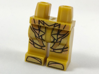 Display of LEGO part no. 970c00pb0730 which is a Pearl Gold Hips and Legs with Gold Armor Atlantean Pattern 