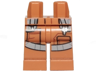 Display of LEGO part no. 970c00pb0749 Hips and Legs with SW Pilot Flight Suit Gray Straps and Pockets Pattern  which is a Medium Nougat Hips and Legs with SW Pilot Flight Suit Gray Straps and Pockets Pattern 