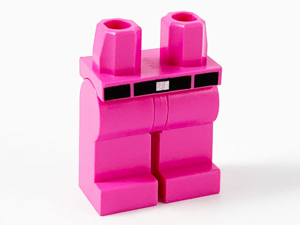 Display of LEGO part no. 970c00pb1095 Hips and Legs with Black Belt, 2 Belt Loops and Silver Buckle Pattern  which is a Dark Pink Hips and Legs with Black Belt, 2 Belt Loops and Silver Buckle Pattern 