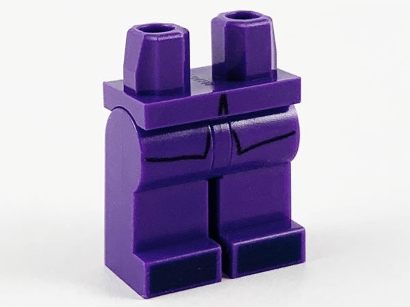 Display of LEGO part no. 970c00pb1134 which is a Dark Purple Hips and Legs with Coattails and Dark Blue Shoes Pattern 