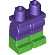 Display of LEGO part no. 970c00pb1297 Hips and Legs with Bright Green Boots Pattern  which is a Dark Purple Hips and Legs with Bright Green Boots Pattern 