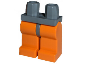 Display of LEGO part no. 970c04 Hips and Orange Legs  which is a Dark Bluish Gray Hips and Orange Legs 