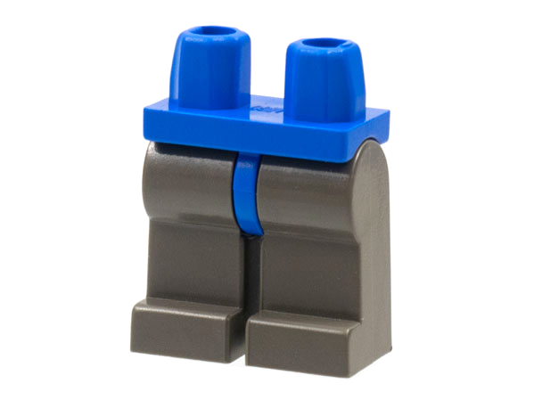 Display of LEGO part no. 970c10 Hips and Dark Gray Legs  which is a Blue Hips and Dark Gray Legs 
