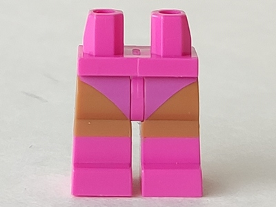 Display of LEGO part no. 970c150pb12 which is a Dark Pink Hips and Medium Nougat Legs with Leotard and Boots Pattern 