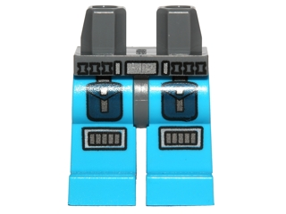 Display of LEGO part no. 970c153pb01 Hips and Dark Azure Legs with 2 Pockets and Knee Pads Pattern  which is a Dark Bluish Gray Hips and Dark Azure Legs with 2 Pockets and Knee Pads Pattern 