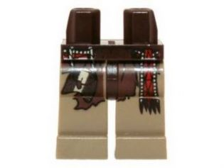 Display of LEGO part no. 970c69pb08 which is a Dark Brown Hips and Dark Tan Legs with Pouch and Sash Pattern (Tonto) 