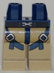 Display of LEGO part no. 970c69pb16 Hips and Dark Tan Legs with Straps and Silver Buckles Pattern  which is a Dark Blue Hips and Dark Tan Legs with Straps and Silver Buckles Pattern 