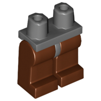 Display of LEGO part no. 970c88 Hips and Reddish Brown Legs  which is a Dark Bluish Gray Hips and Reddish Brown Legs 