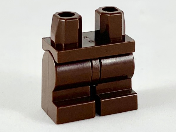 Display of LEGO part no. 970cm00 Hips and Medium Legs  which is a Dark Brown Hips and Medium Legs 
