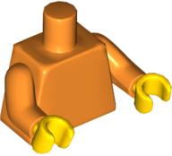 Display of LEGO part no. 973c04 Torso Plain / Arms / Yellow Hands  which is a Orange Torso Plain / Arms / Yellow Hands 