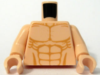 Display of LEGO part no. 973pb0539c01 Torso Bare Chest with Muscles Outline Detailed Pattern / Arms / Hands  which is a Light Nougat Torso Bare Chest with Muscles Outline Detailed Pattern / Arms / Hands 