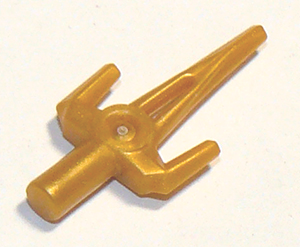 Display of LEGO part no. 98139 Minifigure, Weapon Sai  which is a Pearl Gold Minifigure, Weapon Sai 