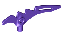 Display of LEGO part no. 98141 Minifigure, Weapon Crescent Blade, Serrated with Bar  which is a Dark Purple Minifigure, Weapon Crescent Blade, Serrated with Bar 