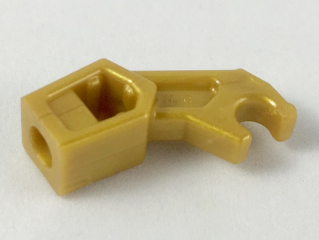 Display of LEGO part no. 98313 Arm Mechanical, Exo-Force / Bionicle, Thick Support  which is a Pearl Gold Arm Mechanical, Exo-Force / Bionicle, Thick Support 
