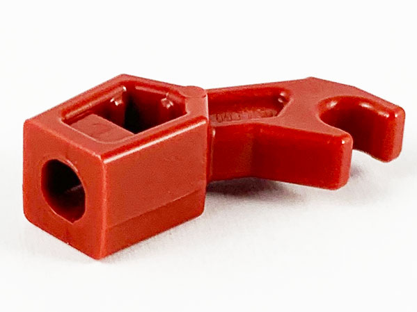 Display of LEGO part no. 98313 Arm Mechanical, Exo-Force / Bionicle, Thick Support  which is a Dark Red Arm Mechanical, Exo-Force / Bionicle, Thick Support 