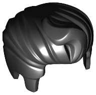 Display of LEGO part no. 98371 Minifigure, Hair Swept Back with Forelock  which is a Black Minifigure, Hair Swept Back with Forelock 