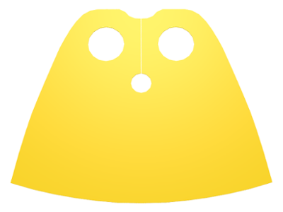 Display of LEGO part no. 99464 Minifigure Cape Cloth, Very Short, Traditional Starched Fabric  which is a Yellow Minifigure Cape Cloth, Very Short, Traditional Starched Fabric 