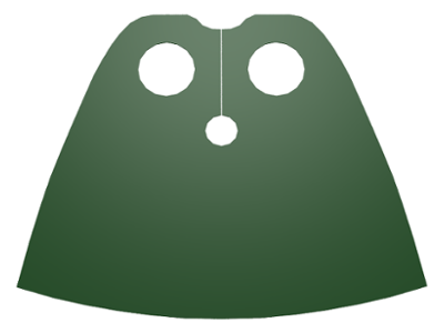 Display of LEGO part no. 99464 Minifigure Cape Cloth, Very Short, Traditional Starched Fabric  which is a Dark Green Minifigure Cape Cloth, Very Short, Traditional Starched Fabric 
